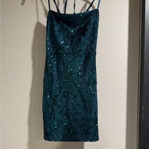 Lulu's Teal Sequin Mini Dress